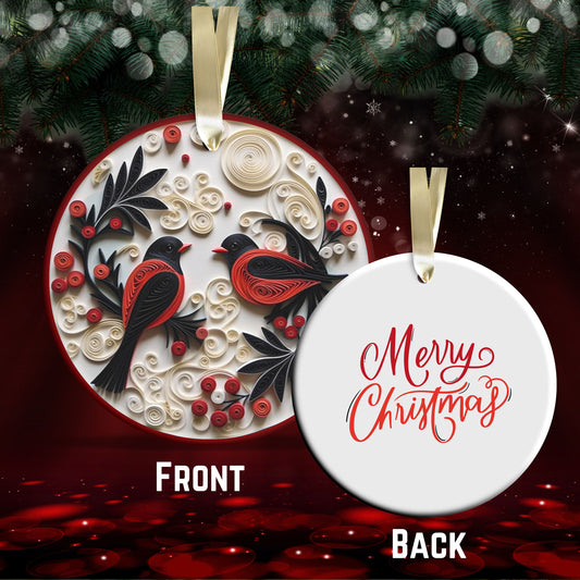 Red 3D Christmas Ceramic Ornament 06-20