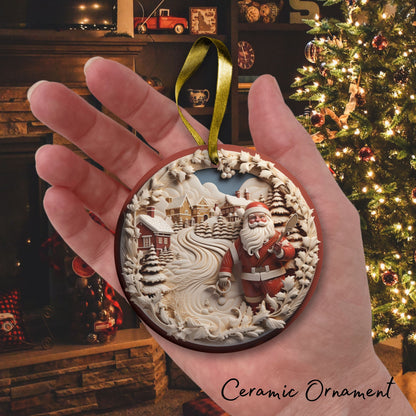 Red 3D Santa Christmas Ceramic Ornament 01-02