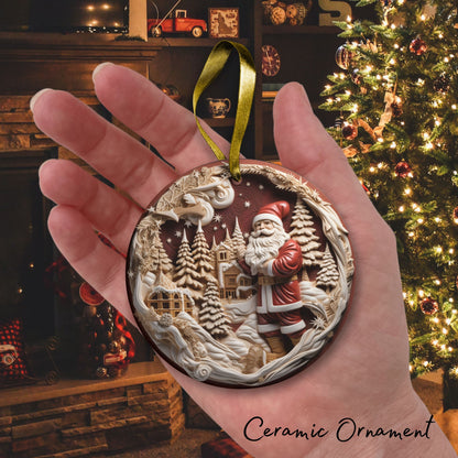 Red 3D Santa Christmas Ceramic Ornament 01-06