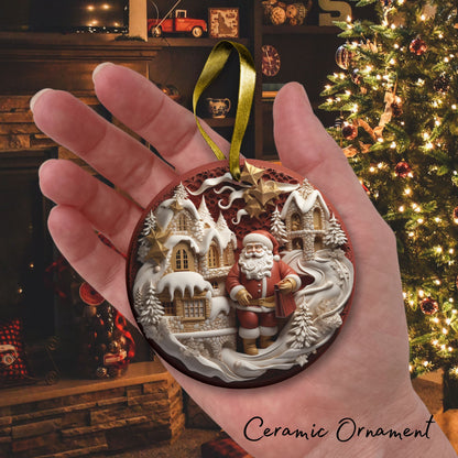 Red 3D Santa Christmas Ceramic Ornament 01-14