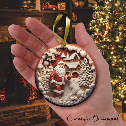 Red 3D Santa Christmas Ceramic Ornament 01-16