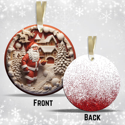 Red 3D Santa Christmas Ceramic Ornament 01-16