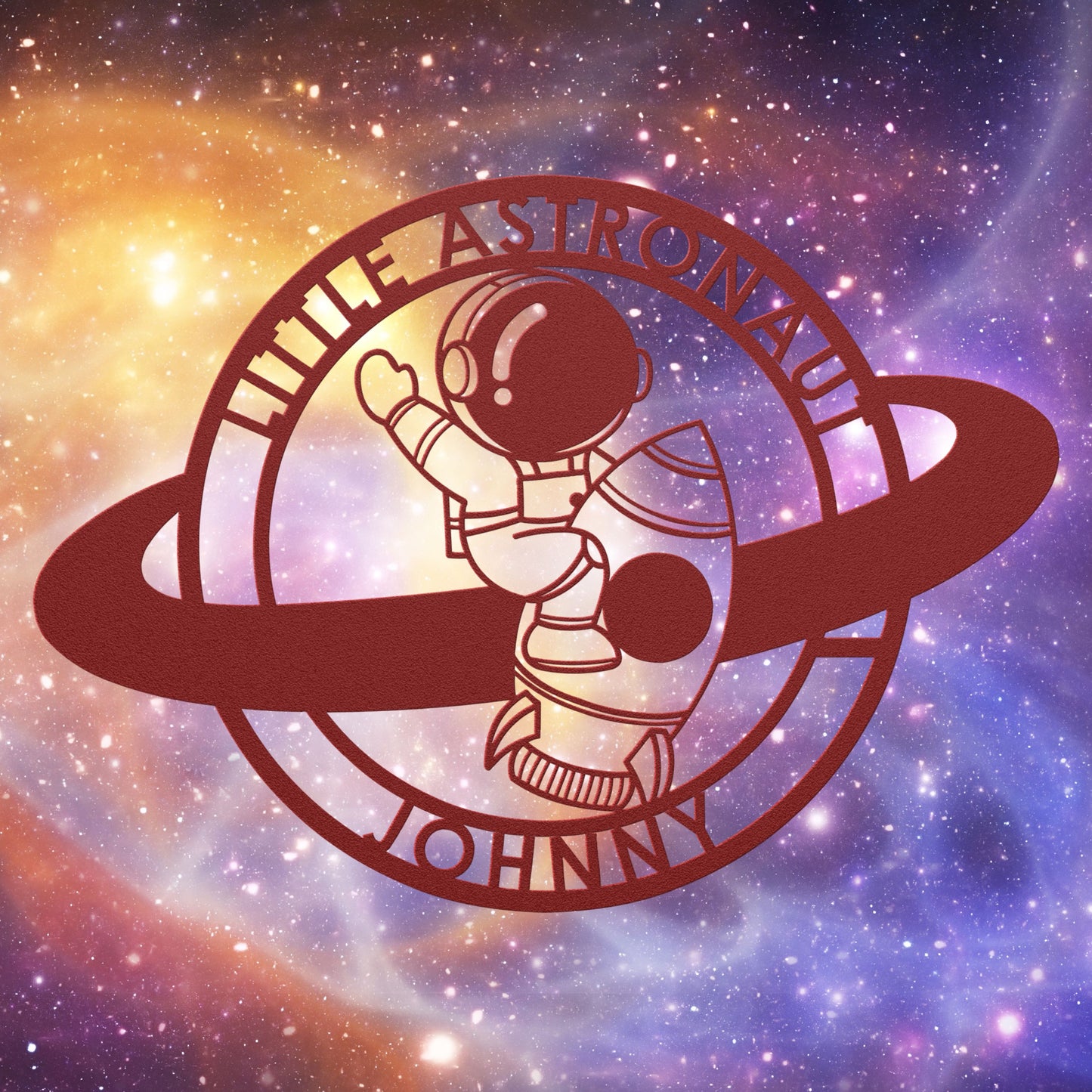 Little Astronaut with Ship Metal Sign