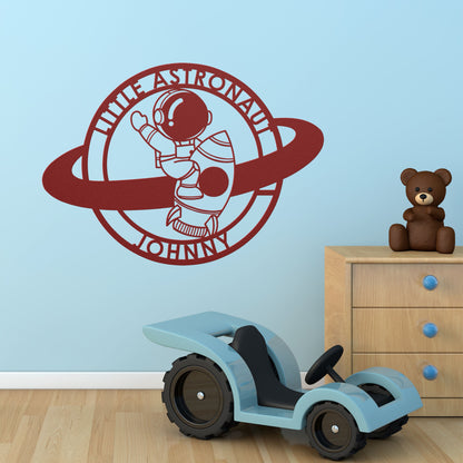 Little Astronaut with Ship Metal Sign