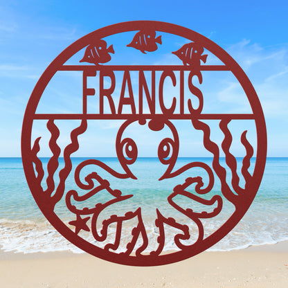 Ocean Animals Nursery Metal Decor - Octopus