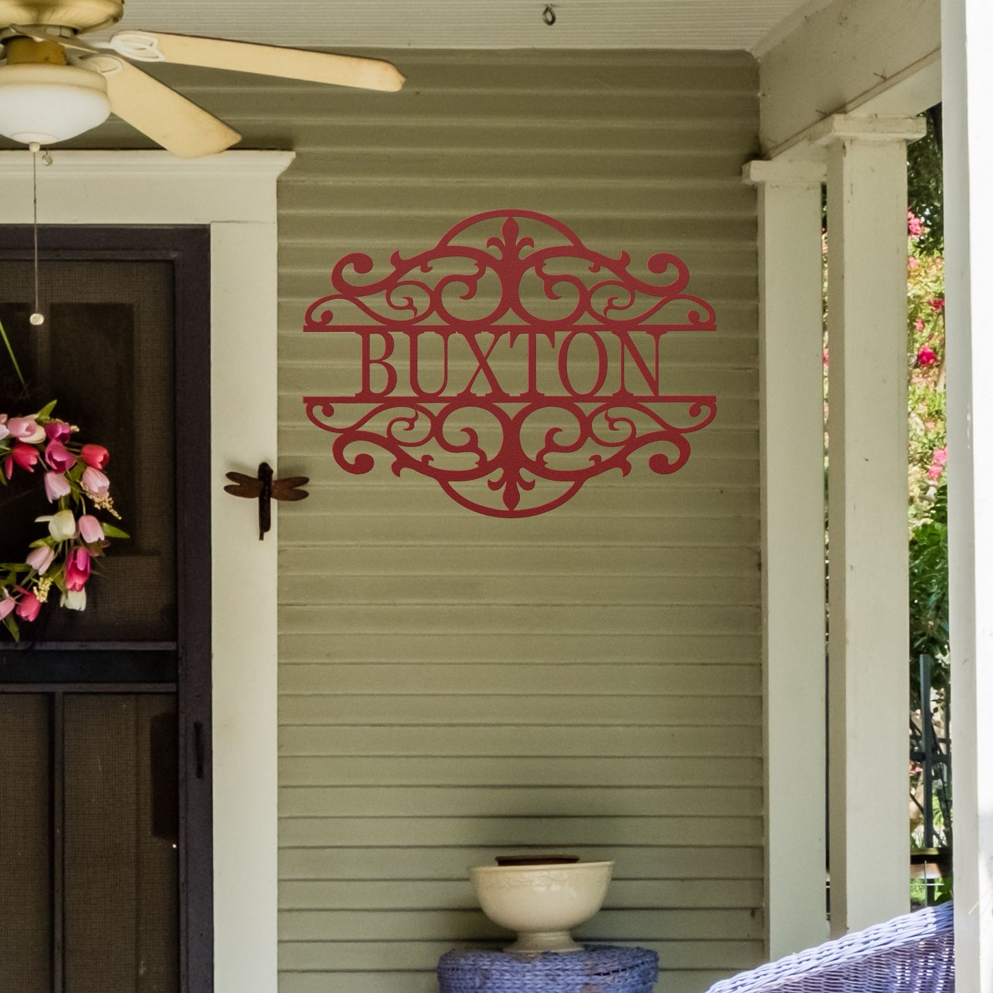 Fancy Scroll Custom Name Metal Sign