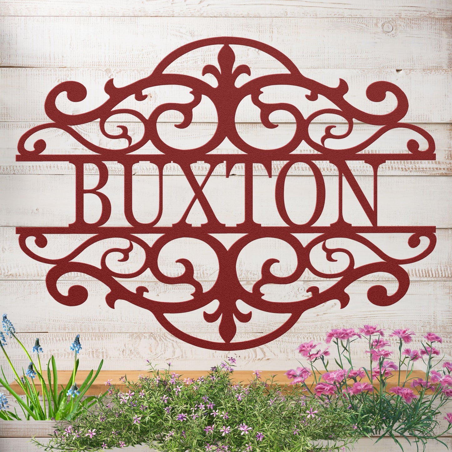 Fancy Scroll Custom Name Metal Sign