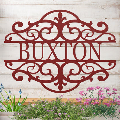 Fancy Scroll Custom Name Metal Sign