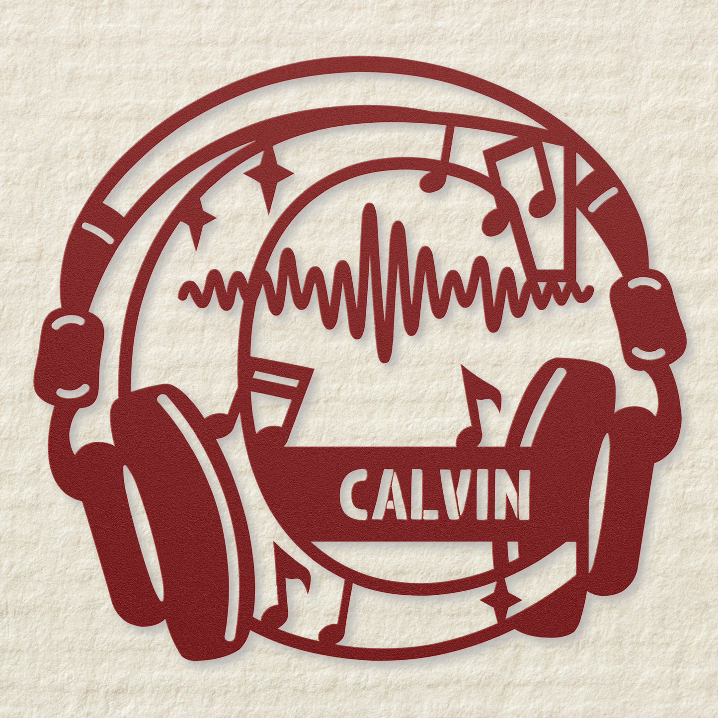 Personalized Headphones Monogram Letter C - Metal Sign