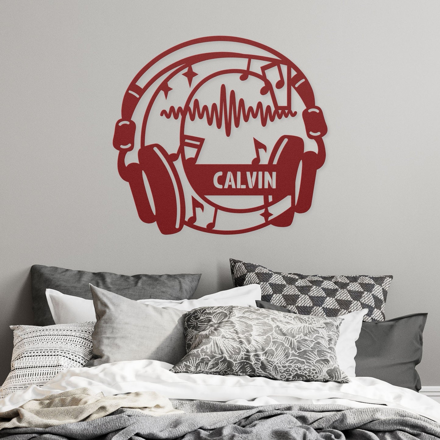 Personalized Headphones Monogram Letter C - Metal Sign