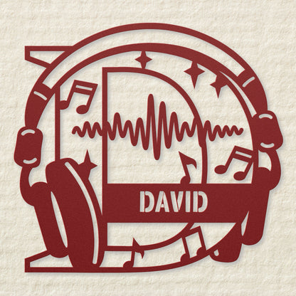 Personalized Headphones Monogram Letter D - Metal Sign