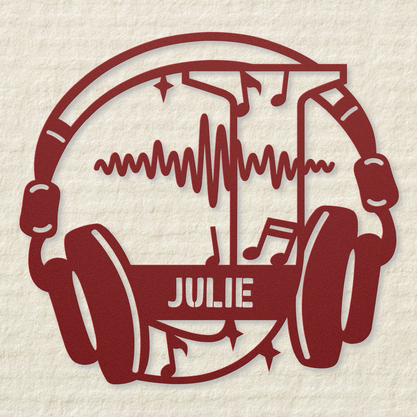 Personalized Headphones Monogram Letter J - Metal Sign