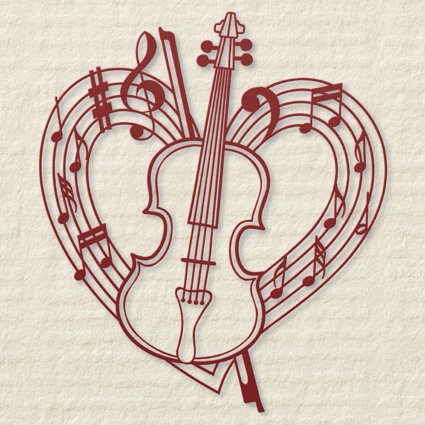 Violin Musical Heart - Metal Sign