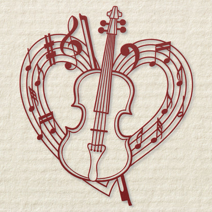 Violin Musical Heart - Metal Sign