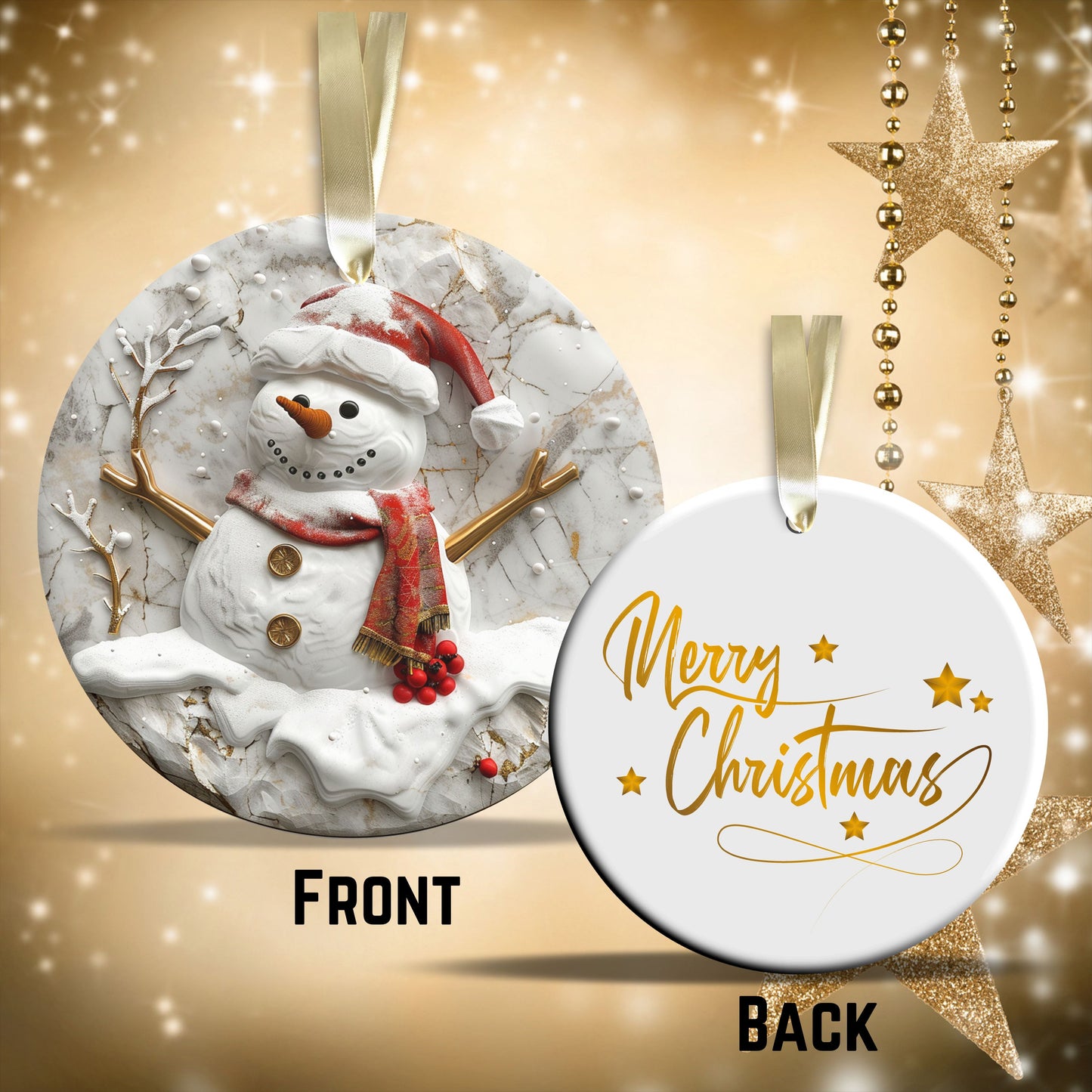 Red & Gold Christmas Ceramic Ornament 35-02