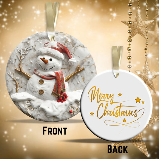 Red & Gold Christmas Ceramic Ornament 35-02
