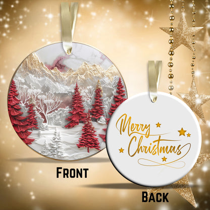 Red & Gold Christmas Ceramic Ornament 35-03