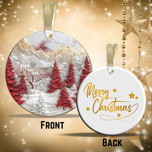 Red & Gold Christmas Ceramic Ornament 35-03