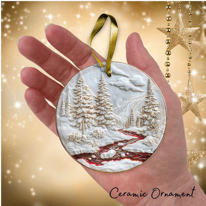Red & Gold Christmas Ceramic Ornament 35-04