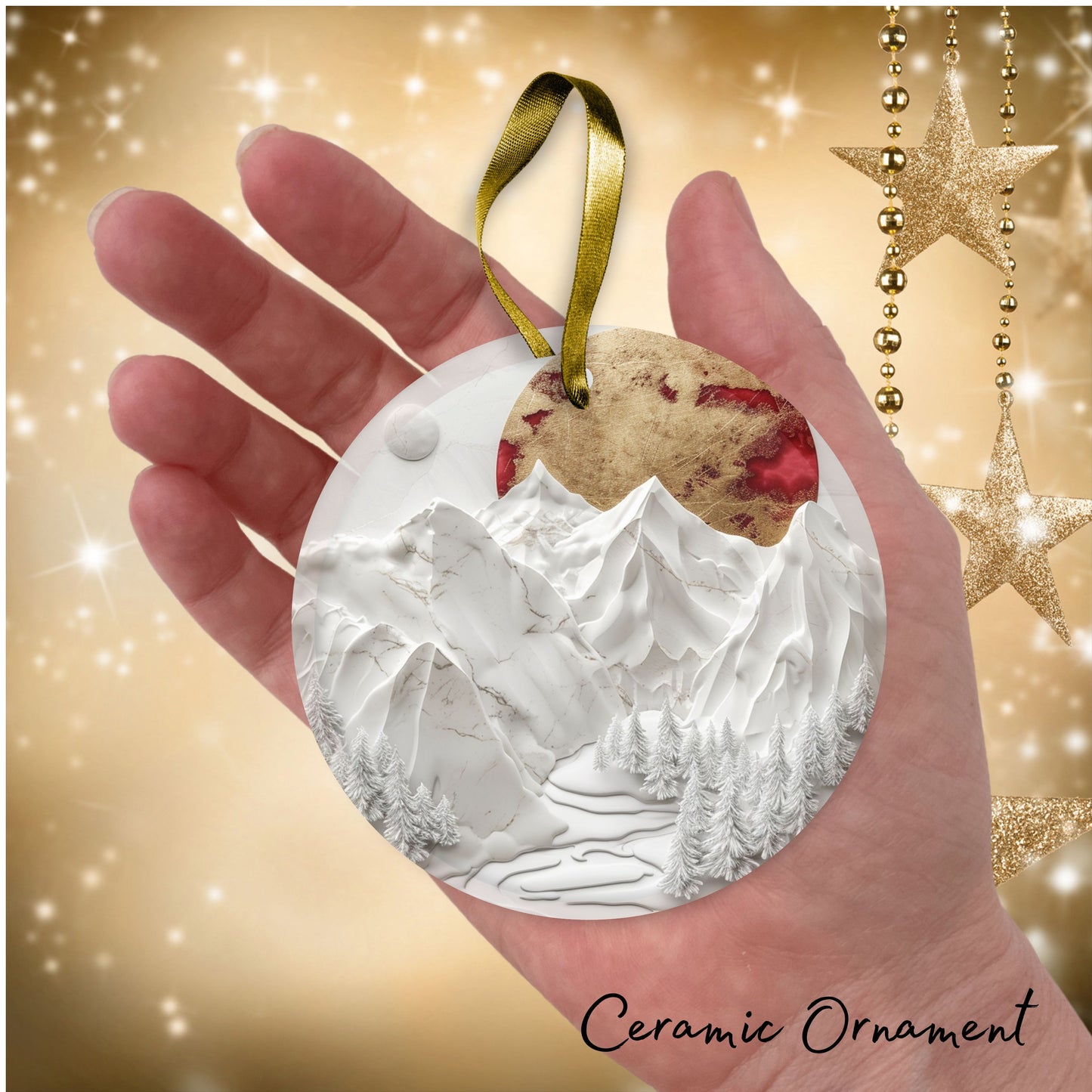 Red & Gold Christmas Ceramic Ornament 35-05