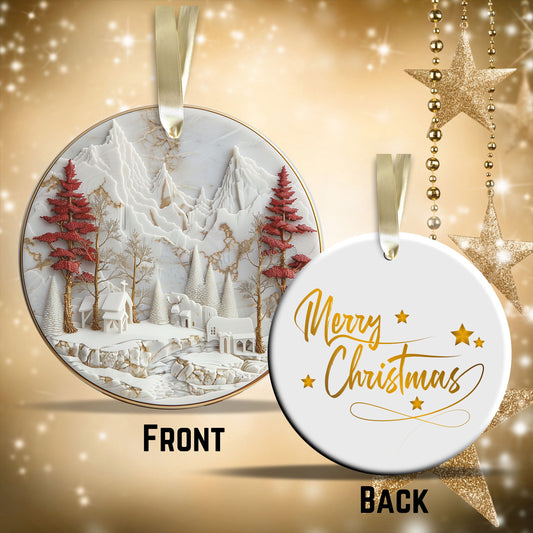 Red & Gold Christmas Ceramic Ornament 35-06