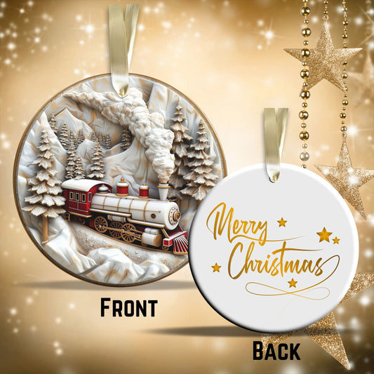 Red & Gold Christmas Ceramic Ornament 35-12