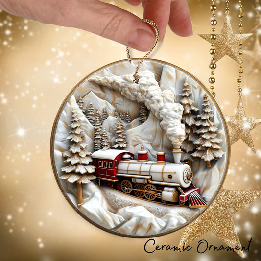 Red & Gold Christmas Ceramic Ornament 35-12