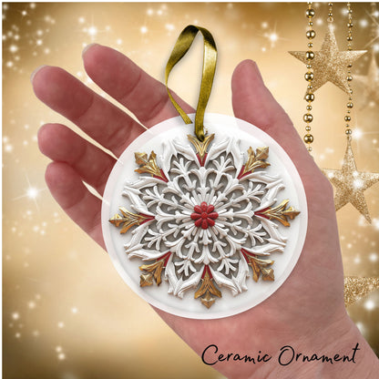 Red & Gold Christmas Ceramic Ornament 35-16