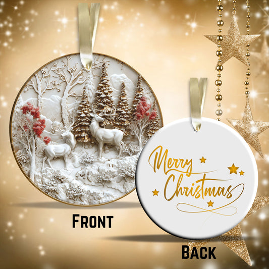 Red & Gold Christmas Ceramic Ornament 35-19