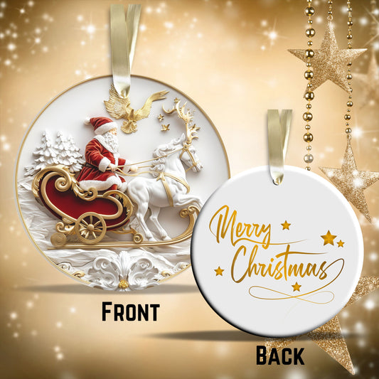 Red & Gold Christmas Ceramic Ornament 35-22