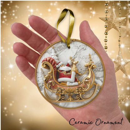 Red & Gold Christmas Ceramic Ornament 35-23