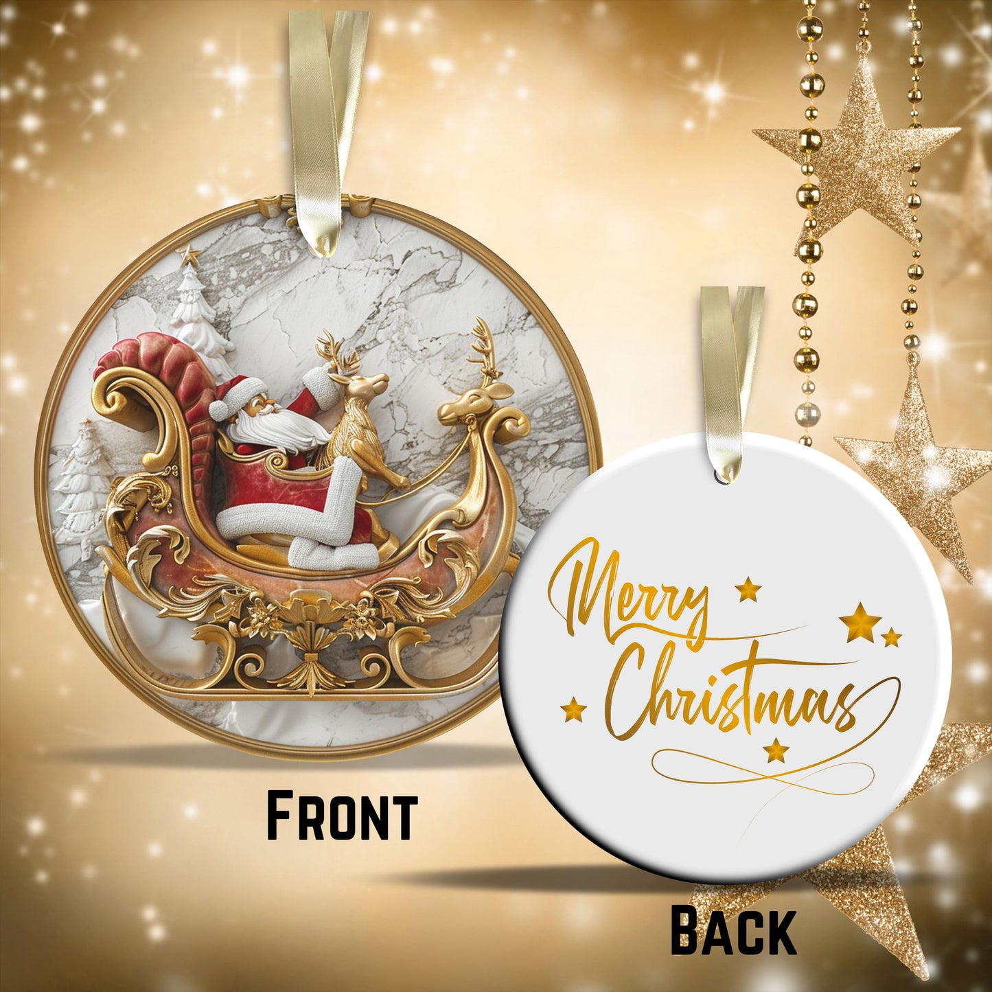 Red & Gold Christmas Ceramic Ornament 35-23