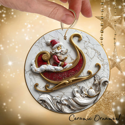 Red & Gold Christmas Ceramic Ornament 35-24