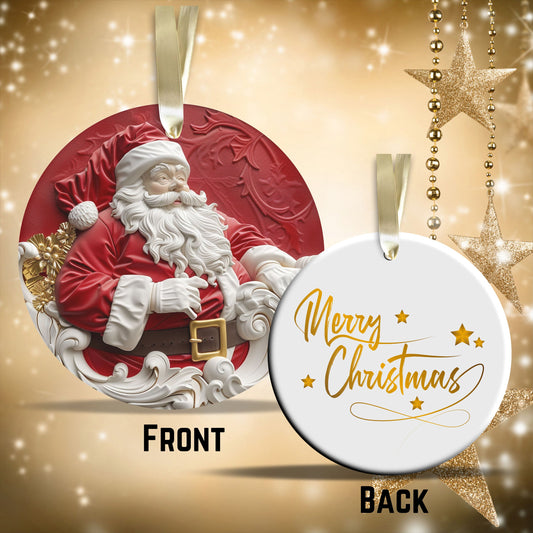 Red & Gold Christmas Ceramic Ornament 35-25