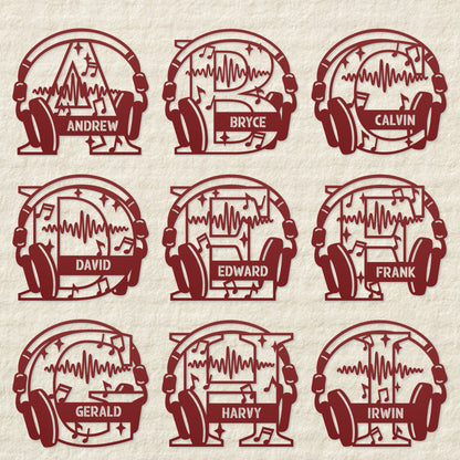 Personalized Headphones Monogram Metal Sign