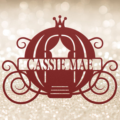 Princess Carriage Metal Wall Art - Personalized