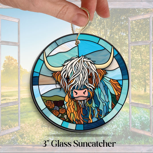 Highland Cow Glass Suncatcher Stained Glass 140-04