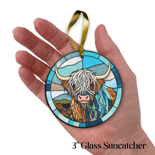 Highland Cow Glass Suncatcher Stained Glass 140-04