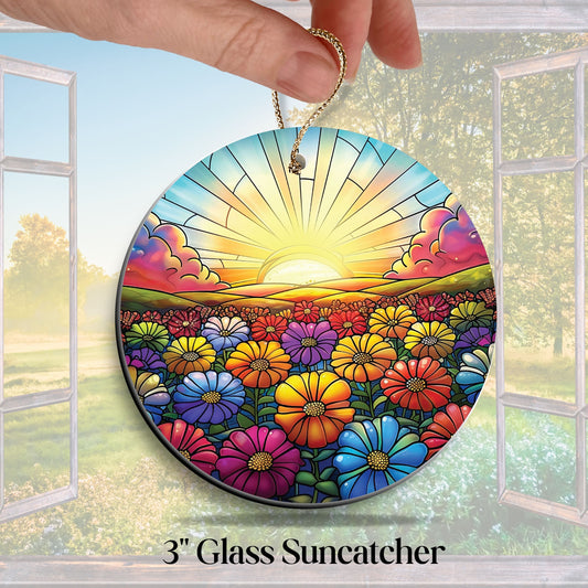 Glass Suncatcher Stained Glass 82-11 Field of Wildflowers