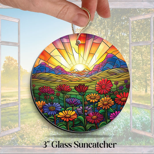 Glass Suncatcher Stained Glass 82-12 Field of Wildflowers
