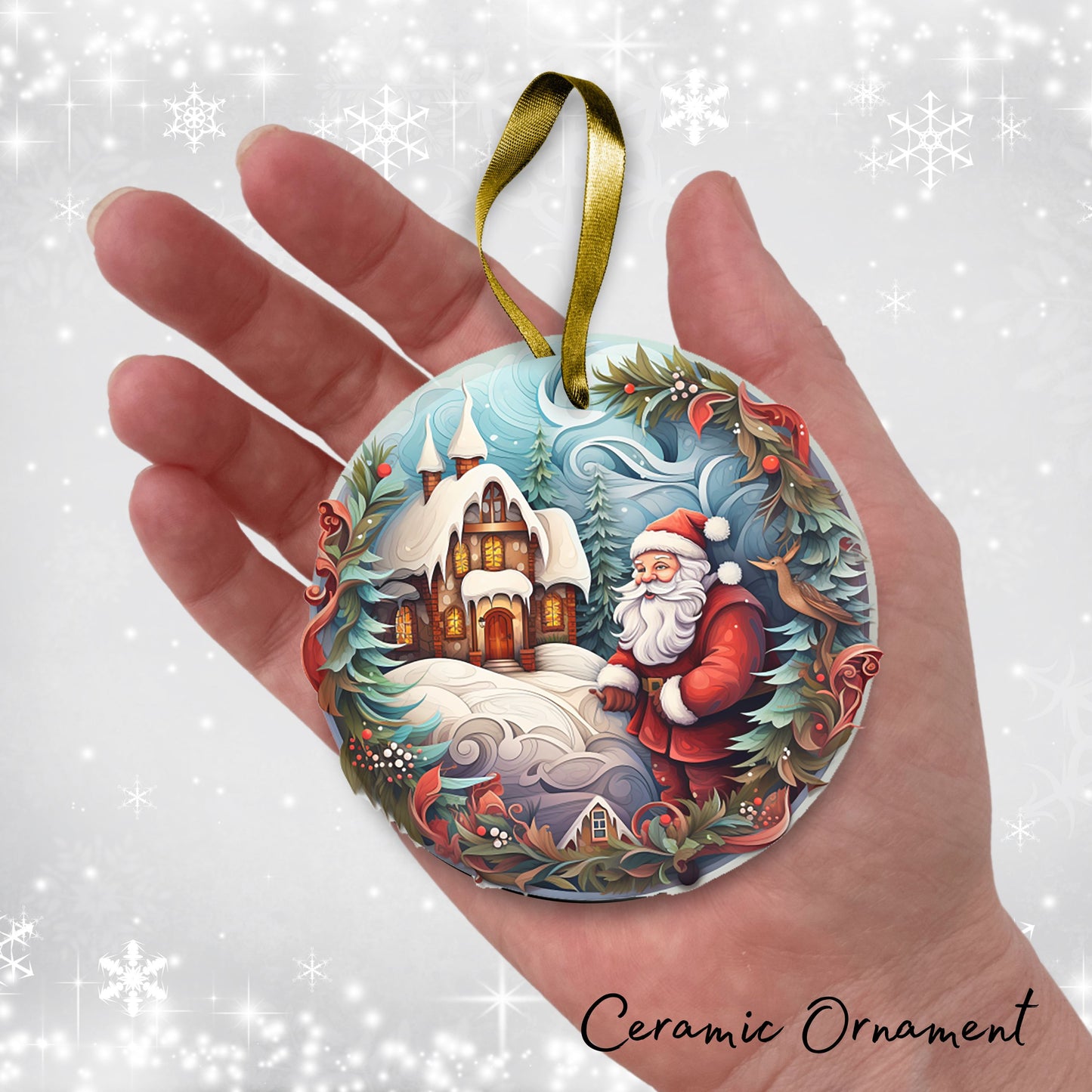 Santa Claus Ceramic Ornament 42-16