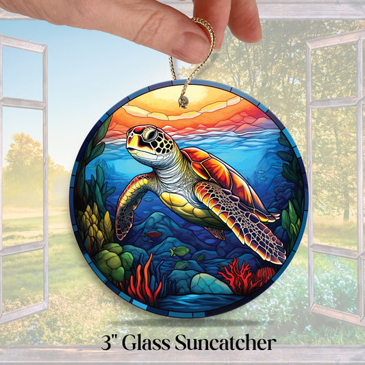 Glass Suncatcher Stained Glass 127-04 Sea Turtle