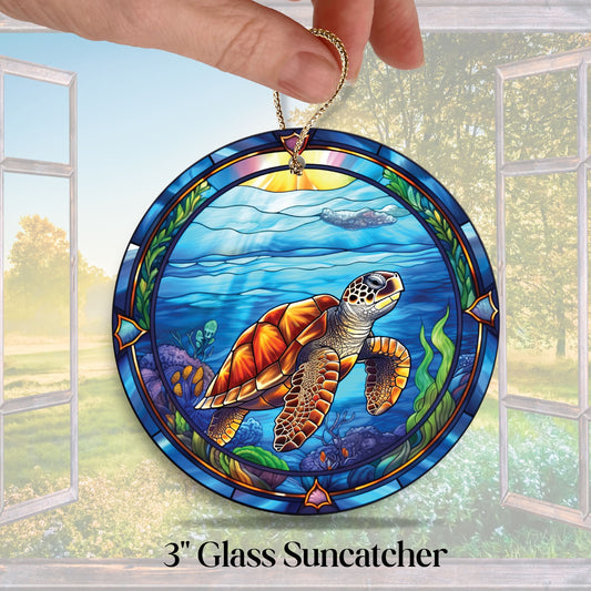 Glass Suncatcher Stained Glass 127-07 Sea Turtle