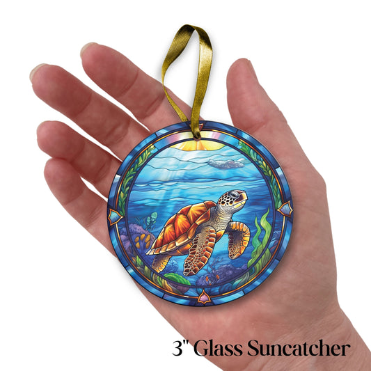 Glass Suncatcher Stained Glass 127-07 Sea Turtle