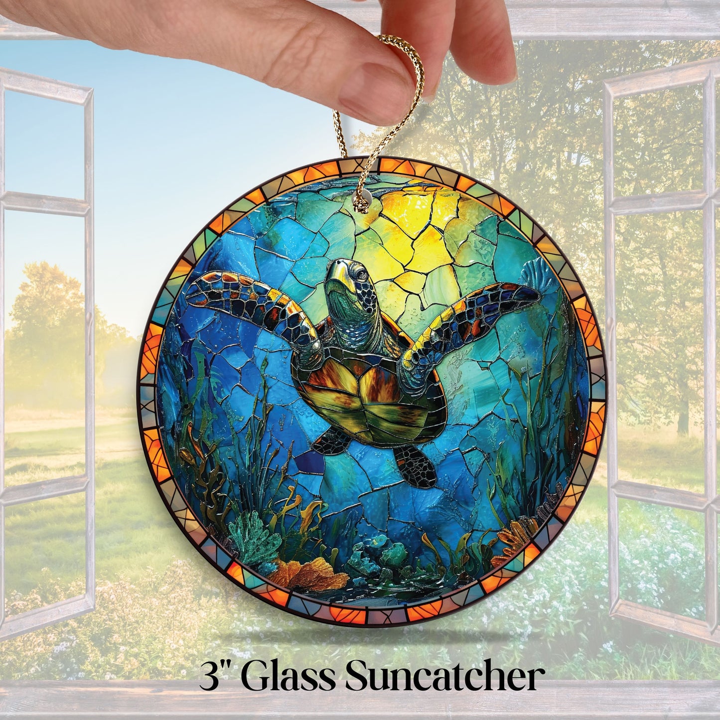 Glass Suncatcher Stained Glass 85-07 Sea Turtle