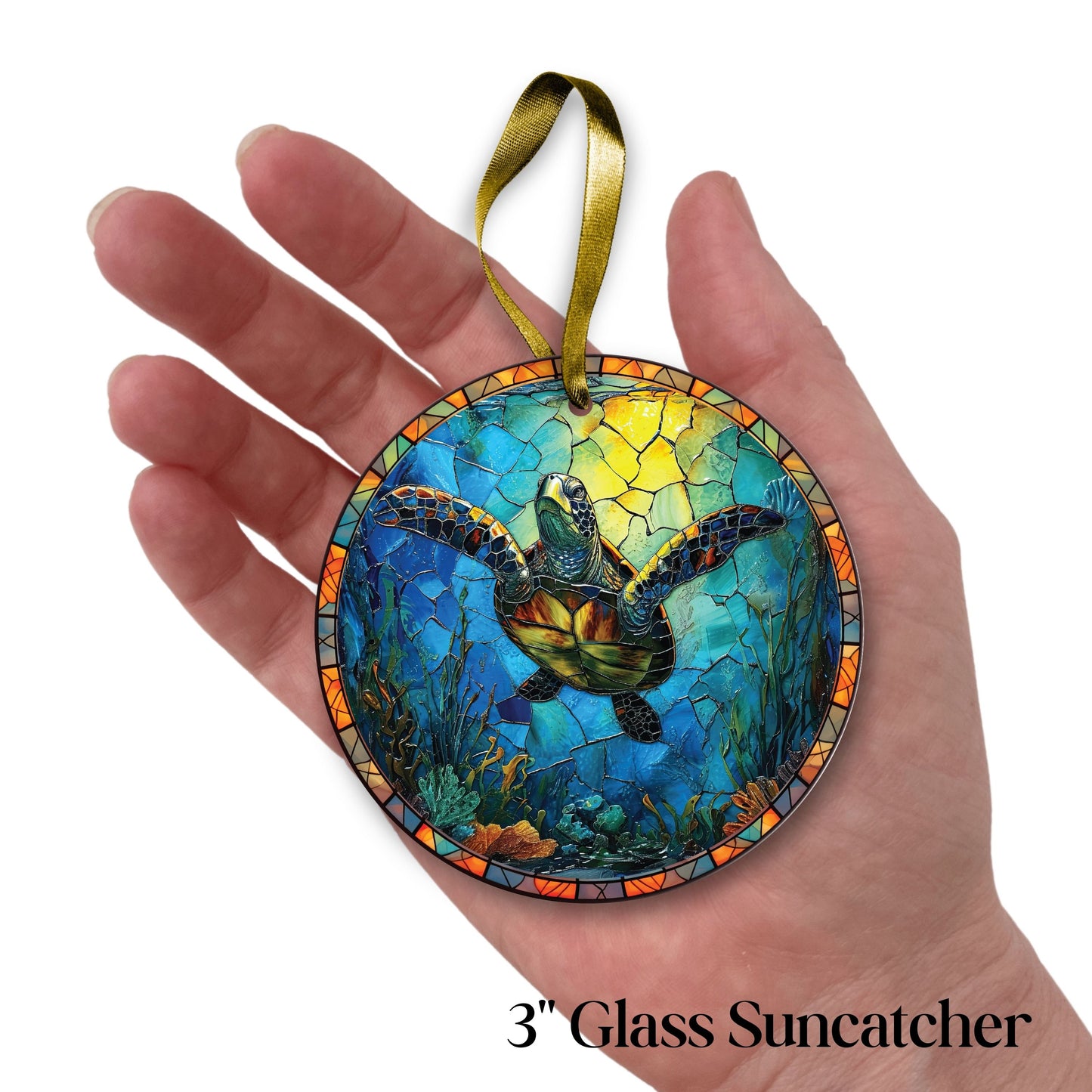 Glass Suncatcher Stained Glass 85-07 Sea Turtle