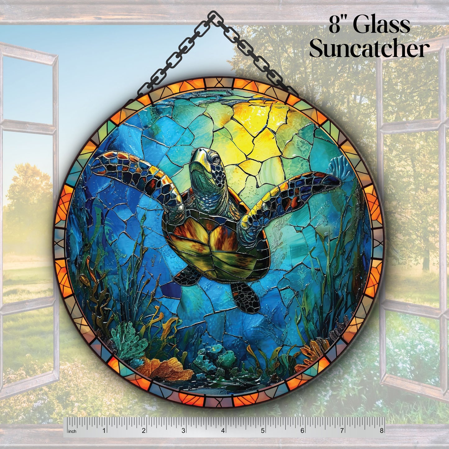 Glass Suncatcher Stained Glass 85-07 Sea Turtle