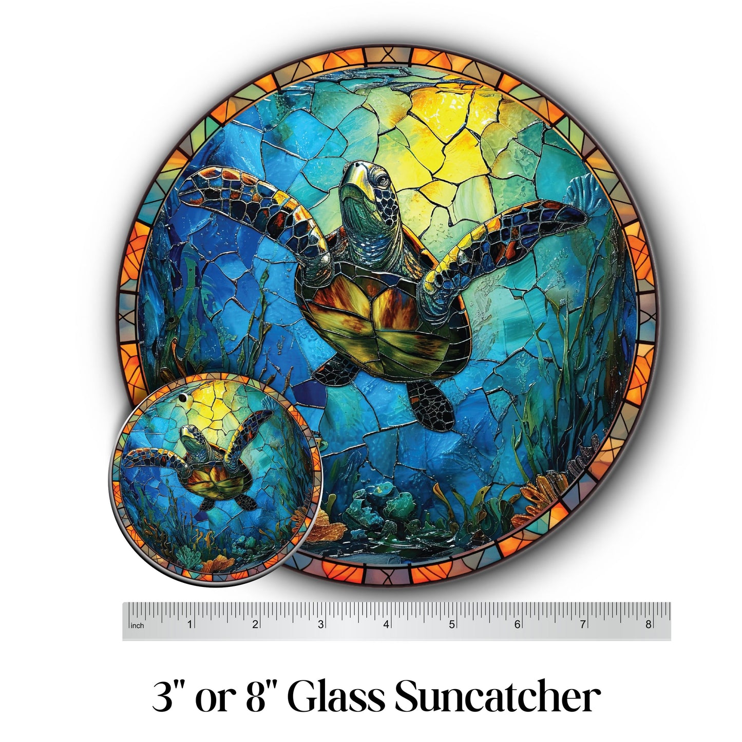 Glass Suncatcher Stained Glass 85-07 Sea Turtle