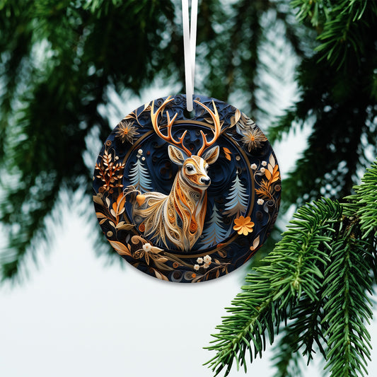 Blue and Gold 3D Christmas Ceramic Ornament 01-05