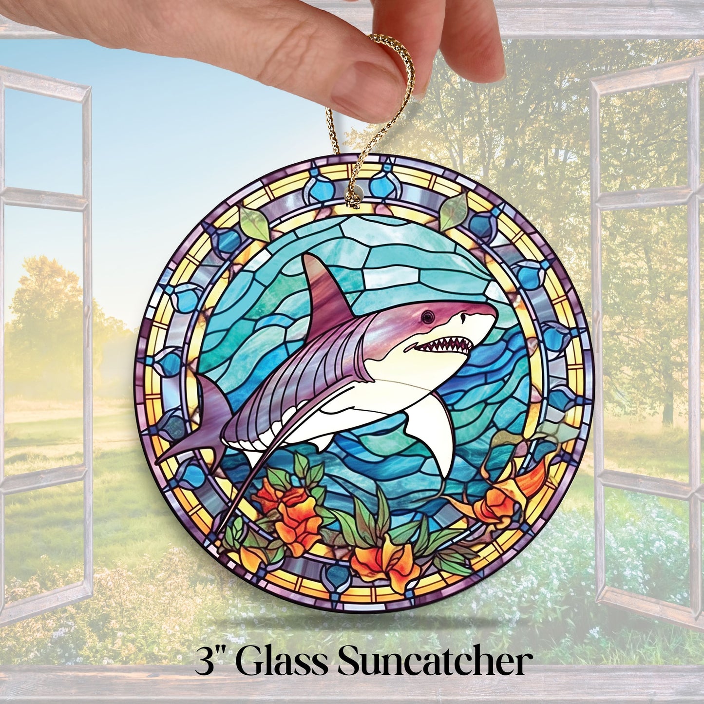 Glass Suncatcher Stained Glass 134-26 Shark